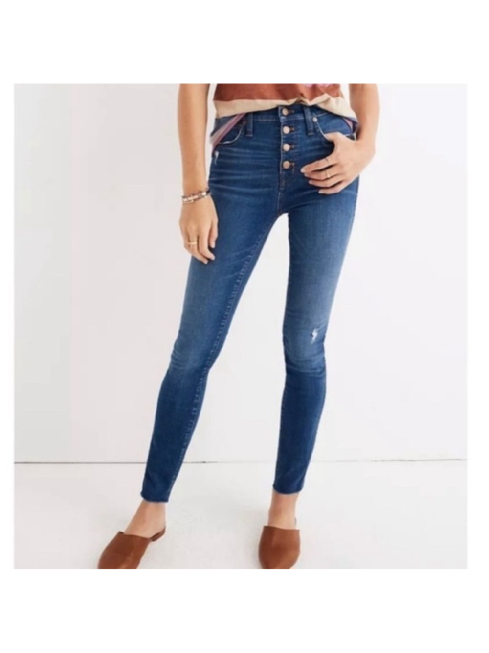 MADEWELL 10" High-Rise Skinny Jeans Button Fly in Havana Wash #69‎ Size 27